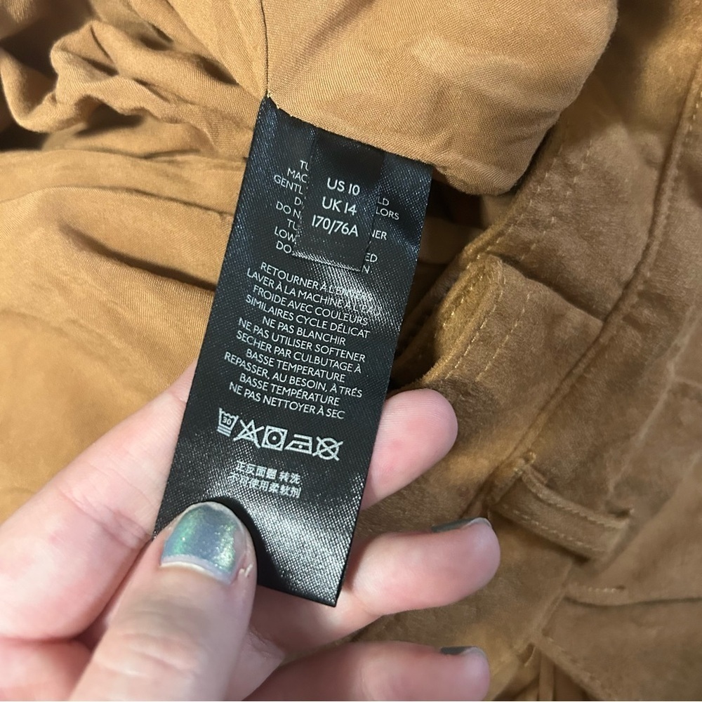 Free People Nightfall Vegan Suede Pants Camel Brown Size 10 M2 - Picture 5 of 9